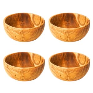 rainforest bowls set of 4 javanese teak wood mini dipping bowls - 4" diameter- perfect for daily use, hot & cold friendly, ultra-durable- premium wooden bowls- handcrafted by indonesian artisans