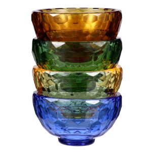 besportble 4pcs crystal holy water bowl buddhist tibetan water offering bowl religion container glass buddha cup mini votive tealight holder for yoga meditation altar supply
