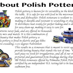 Polish Pottery bowls set of 6 (Bright Peacock Daisy Theme) + Certificate of Authenticity