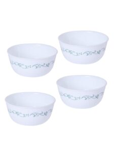 corelle country cottage glass 325ml soup bowl pack of 4, multicolor