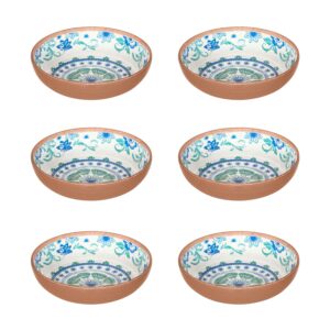 tarhong rio turquoise floral bowl, 8" x 2.2", 43.3 oz, melamine, set of 6