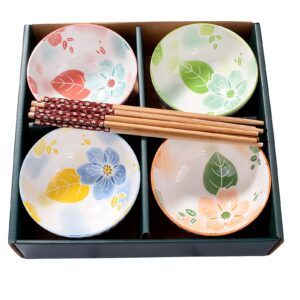 ceramic rice bowl with chopsticks set of 4,a good gift for friend and family (lh)