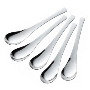 shimomura kihan 18756 lotus spoon, set of 5, made in japan, stainless steel, dishwasher safe, easy to eat, curry pot, stir rice, wok bowl