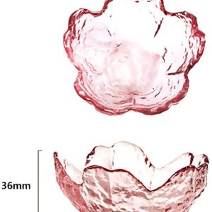 Glass Seasoning Dishes, 6 pcs Cherry-Blossom Tea Bag Holders,Pink Flower Snack Dip Bowls,Sakura Shaped Sushi Sauce Dishes Candle Holders,Glass Sakura Shape Small Seasoning Dishes Dipping Bowls…