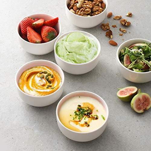 DOWAN 10 Ounces Porcelain Bowls Set, 6 Packs, Small Bowls, Ceramic White Bowls for Kitchen, Dessert Bowls for Ice Cream