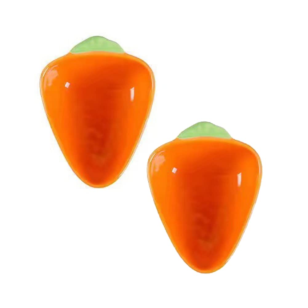 luzen 2Pcs Creative Carrot Dipping Bowls Ceramic Dipping Soy Sauce Bowl Dishes Small Fruits Dessert Appetizer Bowl Serving Bowls Dinnerware for Tomato Sauce Condiments BBQ Home Party Use