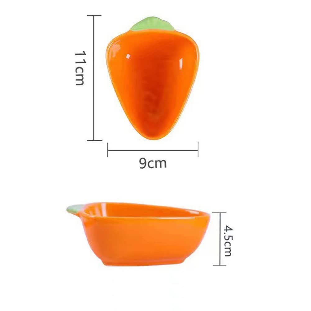 luzen 2Pcs Creative Carrot Dipping Bowls Ceramic Dipping Soy Sauce Bowl Dishes Small Fruits Dessert Appetizer Bowl Serving Bowls Dinnerware for Tomato Sauce Condiments BBQ Home Party Use