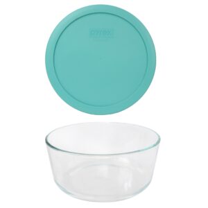 pyrex (1 7203 glass bowl & (1) 7402-pc turquoise lid made in the usa