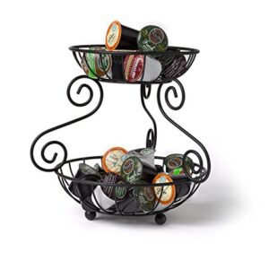 Spectrum Diversified Scroll 2-Tier Server for Serving Displaying and Storing Fruit Vegetables Produce and More, Black