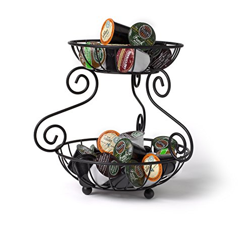 Spectrum Diversified Scroll 2-Tier Server for Serving Displaying and Storing Fruit Vegetables Produce and More, Black