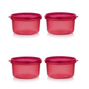 new tupperware serving snack cup dip dish bowl 14oz / 400ml set of 4 in red
