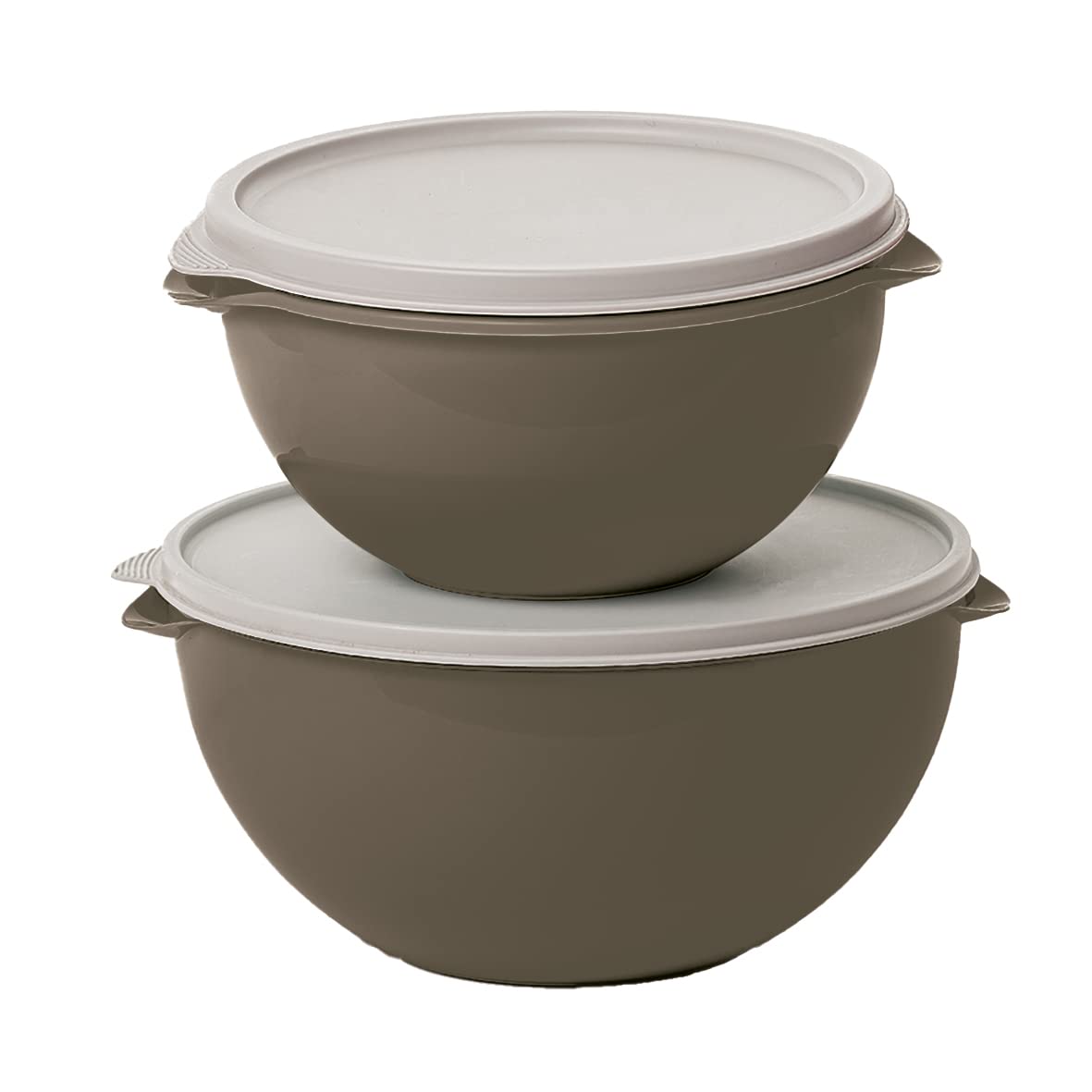 Plasvale - Set Biovita Colorful Plastic Bowls with Lids - Microwave, Freezer and Dishwasher Safe - 4 Pieces - BPA Free (Brown)