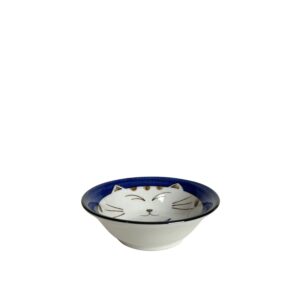 JapanBargain 2564x4, Set of 4 Japanese Porcelain Dipping Sauce Bowl Smiling Kitty Cat Bowl for Appetizer Snack Made in Japan, 4-1/4 inches, Blue (4, Blue)