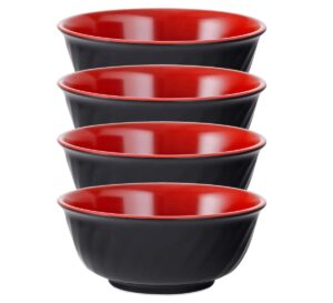 hinomaru collection itamae tableware red black melamine large bowl series multi purpose ramen noodles pho udon soba bowl home or restaurant supply use (6.75 inch/24 fl oz)