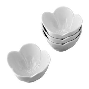 upware 4-piece floral 4.75 inch melamine dessert bowl, white