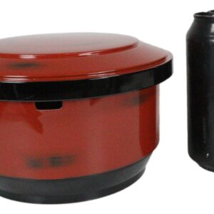 Ebros Gift Japanese Restaurant Grade Traditional Red and Black Ohitsu Rice Container Serving Bowl with Scoop for 3-4 People Party Hosting Functions Supply Asian Dining Made in Japan