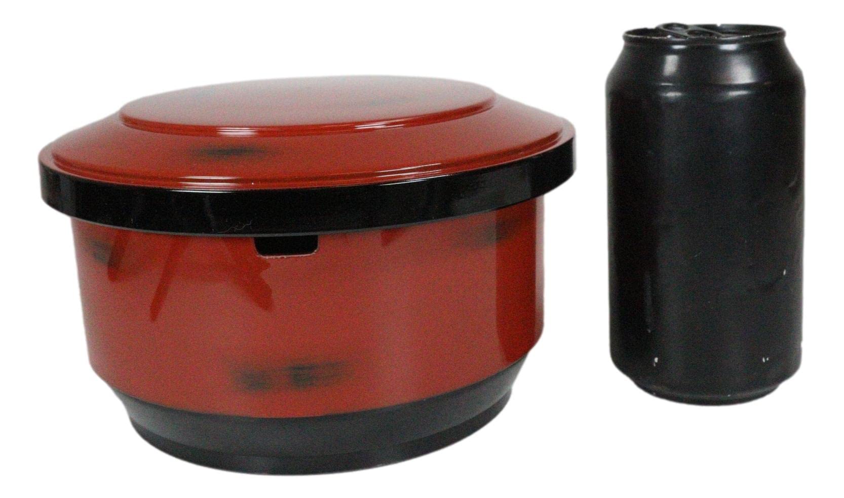 Ebros Gift Japanese Restaurant Grade Traditional Red and Black Ohitsu Rice Container Serving Bowl with Scoop for 3-4 People Party Hosting Functions Supply Asian Dining Made in Japan