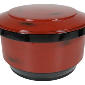 Ebros Gift Japanese Restaurant Grade Traditional Red and Black Ohitsu Rice Container Serving Bowl with Scoop for 3-4 People Party Hosting Functions Supply Asian Dining Made in Japan