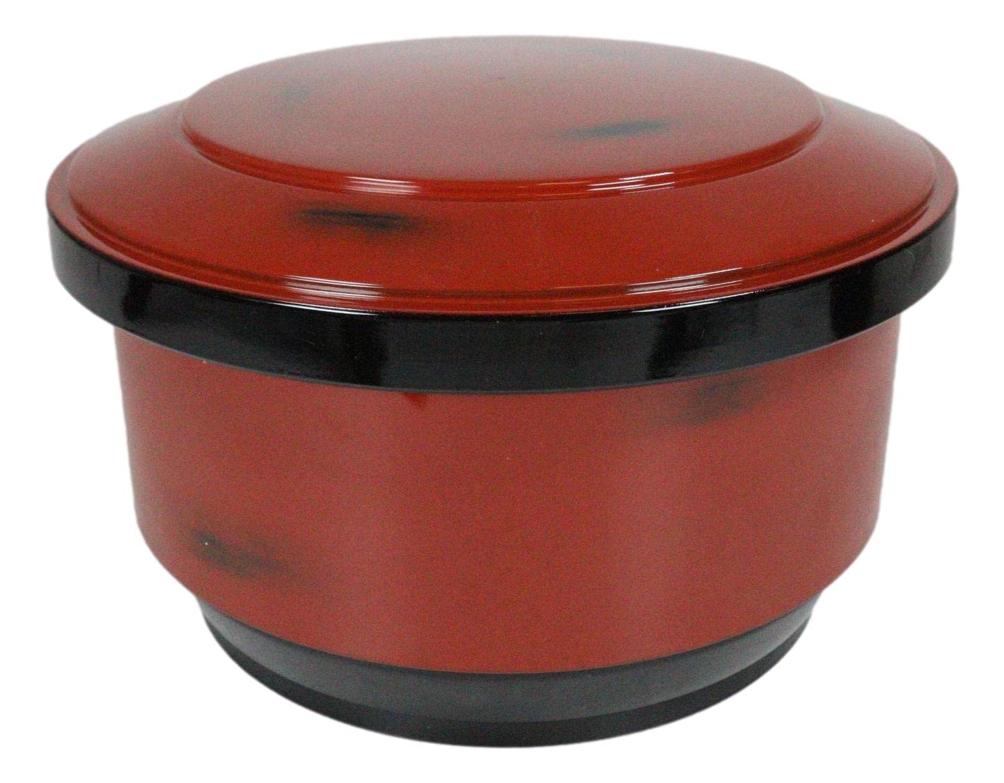 Ebros Gift Japanese Restaurant Grade Traditional Red and Black Ohitsu Rice Container Serving Bowl with Scoop for 3-4 People Party Hosting Functions Supply Asian Dining Made in Japan