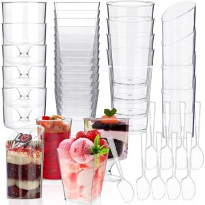 nuenen 400 pcs mini dessert cups with spoons clear plastic small yogurt parfait cups disposable tumbler cups appetizer cups for wedding drinking ice cream party puddings mousse