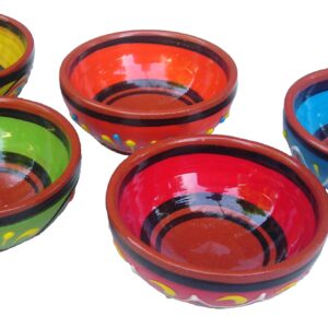 Cactus Canyon Ceramics Spanish Terracotta 5-Piece Tiny Super Small Mini-Bowl (Pinch Bowls) Set, Multicolor