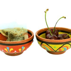 Cactus Canyon Ceramics Spanish Terracotta 5-Piece Tiny Super Small Mini-Bowl (Pinch Bowls) Set, Multicolor