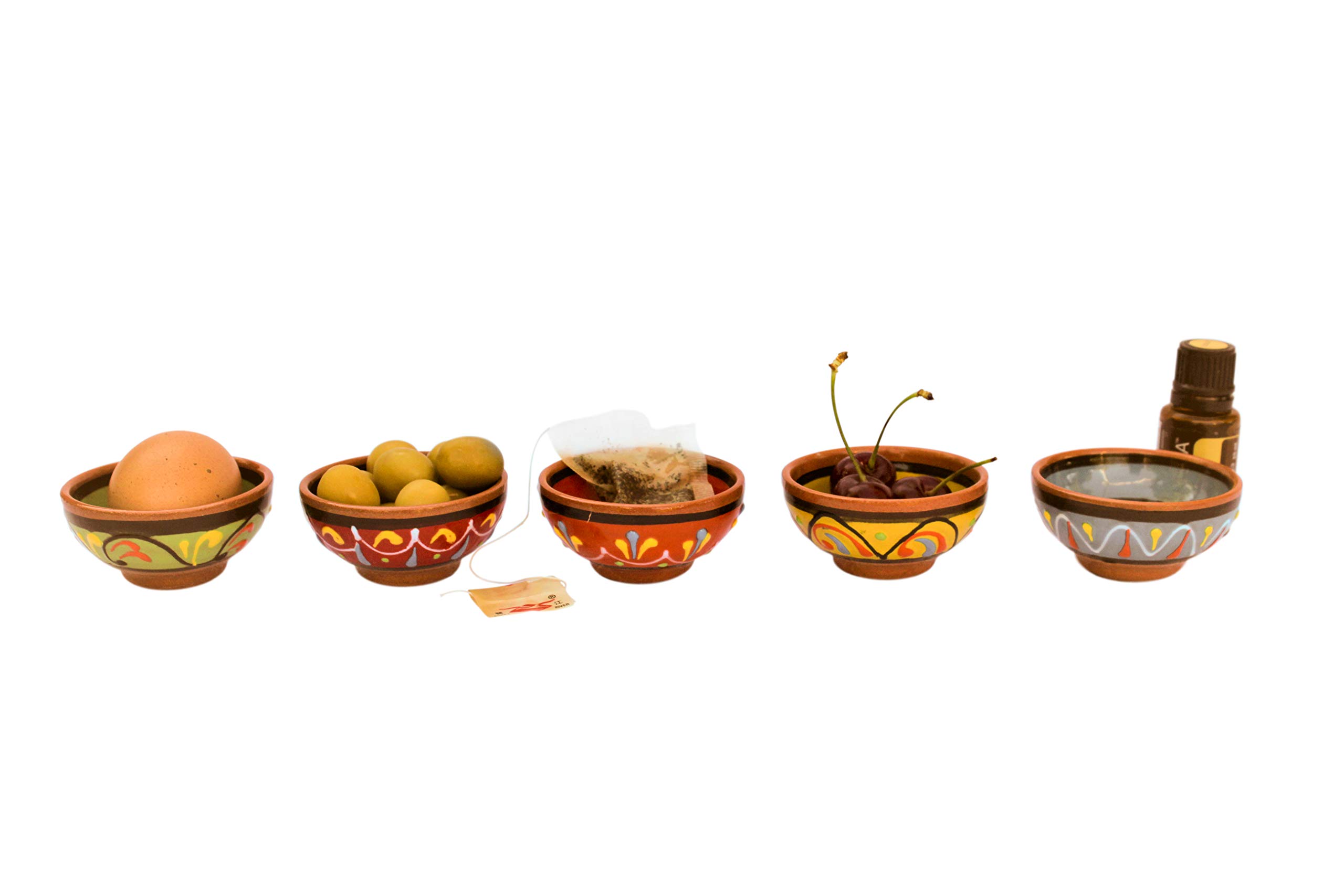 Cactus Canyon Ceramics Spanish Terracotta 5-Piece Tiny Super Small Mini-Bowl (Pinch Bowls) Set, Multicolor