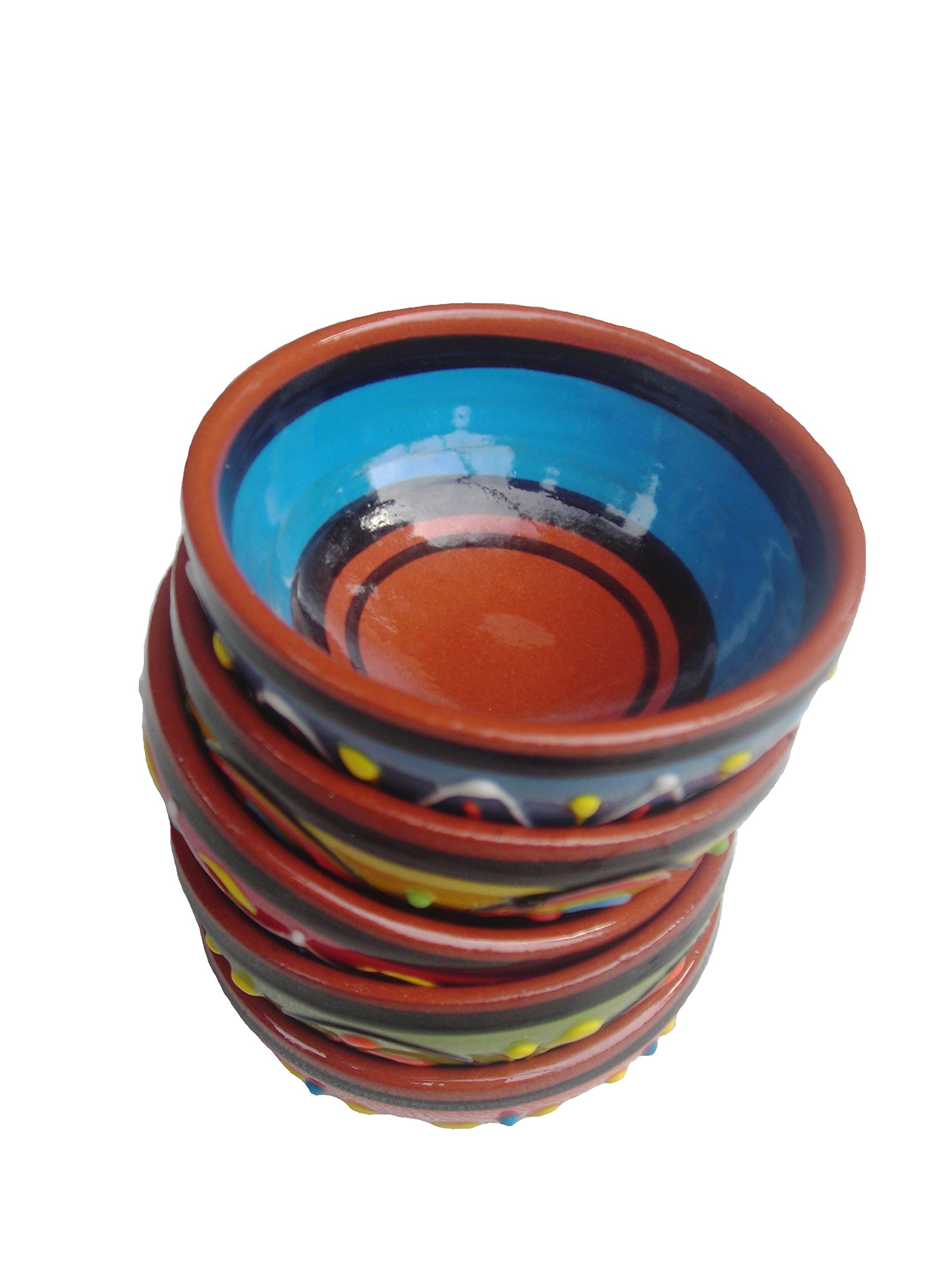 Cactus Canyon Ceramics Spanish Terracotta 5-Piece Tiny Super Small Mini-Bowl (Pinch Bowls) Set, Multicolor