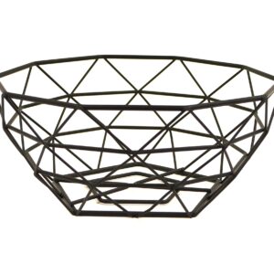 AQ Modern Geometric Wire Fruit/Produce Basket, Centerpiece Bowl for Kitchen Countertop, Living or Dining Room Table - Matte Black