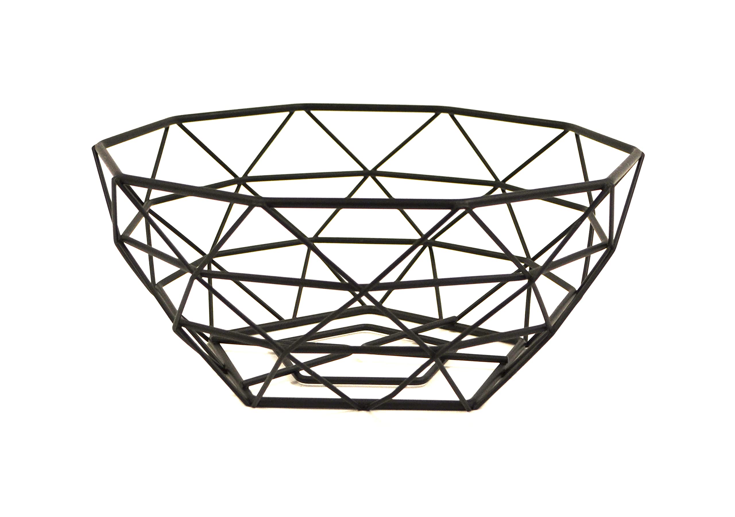 AQ Modern Geometric Wire Fruit/Produce Basket, Centerpiece Bowl for Kitchen Countertop, Living or Dining Room Table - Matte Black