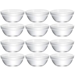 doitool set of 12 glass bowls, 2. 3 x 1. 1 inch mini prep bowls stackable glass serving bowls for kitchen prep, dessert, dips, salad, candy dishes