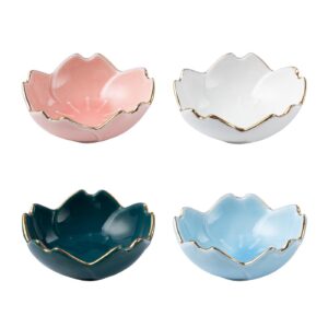 4pack sakura sauce dishes set, 4 colors cherry flower ceramic appetizer plates dipping bowls tasting dishes serving dish seasoning saucers bowl little bowls ice cream snack sushi soy condiment dish