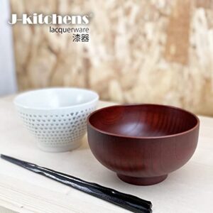 J-kitchens Soup Bowl, Heat Resistant, 128 Wood, Favorite Bowl, Red Sede, Made in Japan