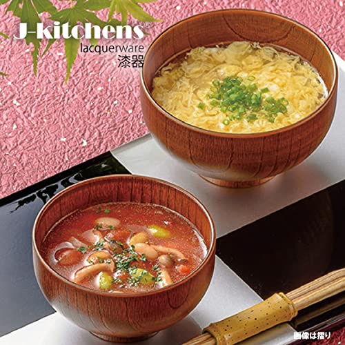 J-kitchens Soup Bowl, Heat Resistant, 128 Wood, Favorite Bowl, Red Sede, Made in Japan