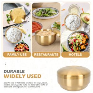 Vaguelly 2pcs Bowl with Lid, 10cm Double Walled Stainless Steel Bowls Korean Rice Bowl Small Soup Bowl, Stackable Metal Serving Bowl for Dips, Snacks, Cereal