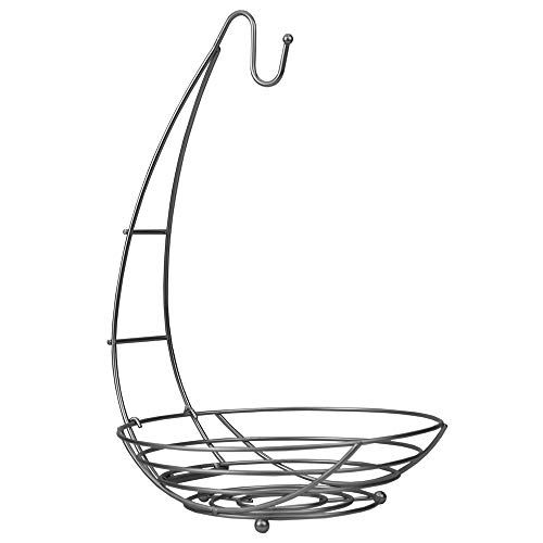 Home Basics Simplicity Open Steel Wire Fruit Bowl with Detachable Banana Hanger (1), 11.75 x 11 x 14.75