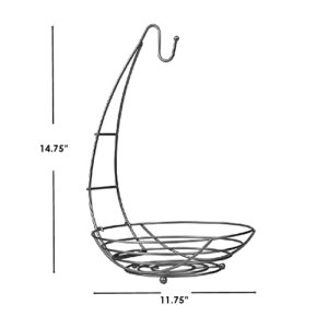 Home Basics Simplicity Open Steel Wire Fruit Bowl with Detachable Banana Hanger (1), 11.75 x 11 x 14.75