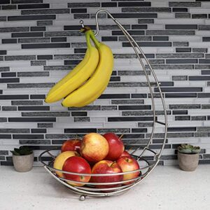 Home Basics Simplicity Open Steel Wire Fruit Bowl with Detachable Banana Hanger (1), 11.75 x 11 x 14.75