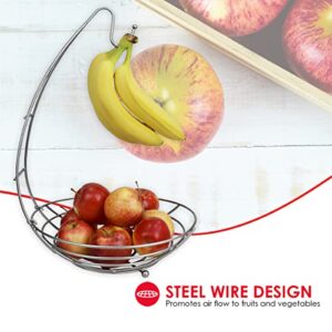 Home Basics Simplicity Open Steel Wire Fruit Bowl with Detachable Banana Hanger (1), 11.75 x 11 x 14.75