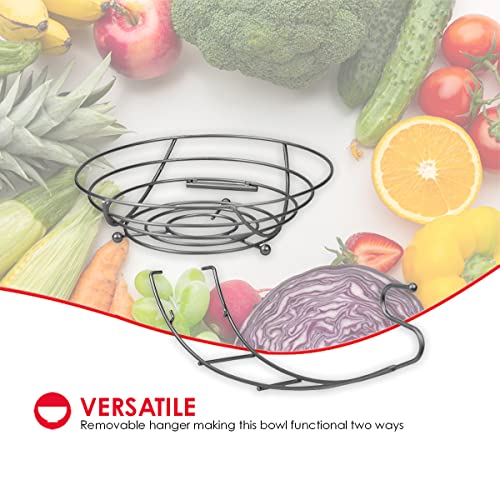 Home Basics Simplicity Open Steel Wire Fruit Bowl with Detachable Banana Hanger (1), 11.75 x 11 x 14.75