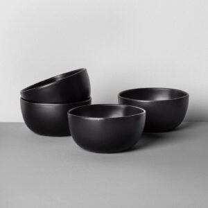 hearth and hand with magnolia stoneware set of 4 black cereal bowls