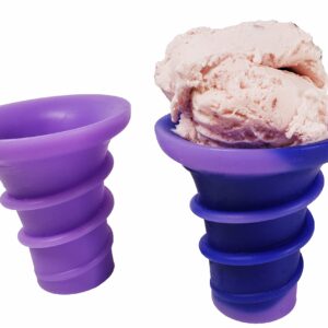 Reusable Ice Cream Cones Color Changing Flexible Soft Food Grade Silicone Non-toxic Dishwasher Safe FDA Compliant Rated Age Three Plus BPA Free Great Gift