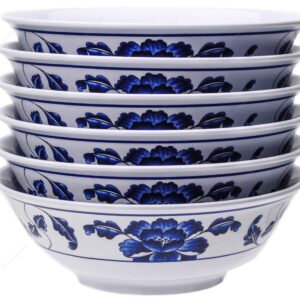 Melamine Oriental Pho Noodle Soup Bowl, 52 Ounce, Lotus Design, Set of 6