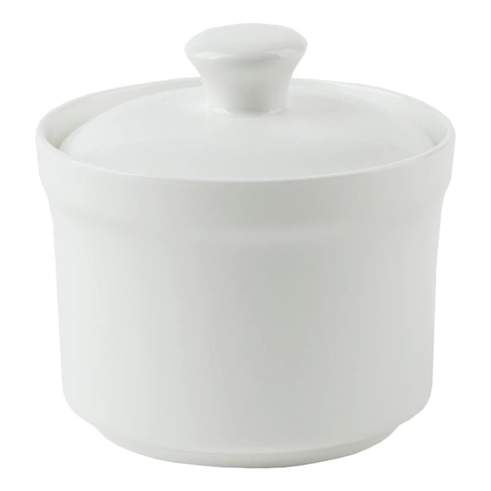 YARNOW Ceramic Stew Pot with Lid Small Steam Soup Bowl Steaming Cup for Home Kitchen Egg Custard Appetizer Bowl Style B, White Style B, 10X10CM