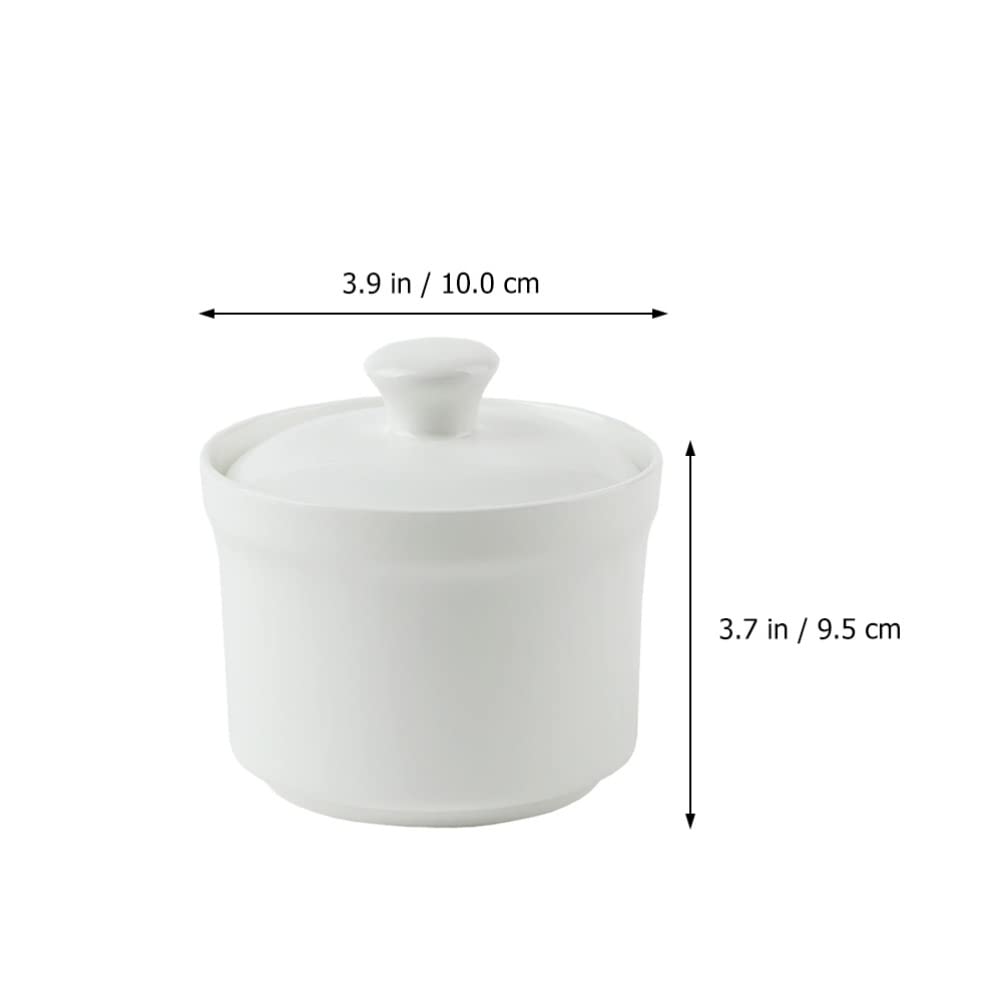 YARNOW Ceramic Stew Pot with Lid Small Steam Soup Bowl Steaming Cup for Home Kitchen Egg Custard Appetizer Bowl Style B, White Style B, 10X10CM