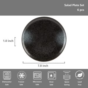 S&Q'S CERAMICS Soup Bowls and Salad Plates Set Bundle-Microwave and Dishwasher Safe,Black