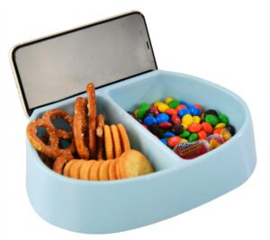 home-x ladybug decorative snack dish and phone stand, handy candy dish and fruit bowl, perfect snack organizer tray for kids, pistachio sunflower bowl with shell storage, reusable plastic bowl, blue