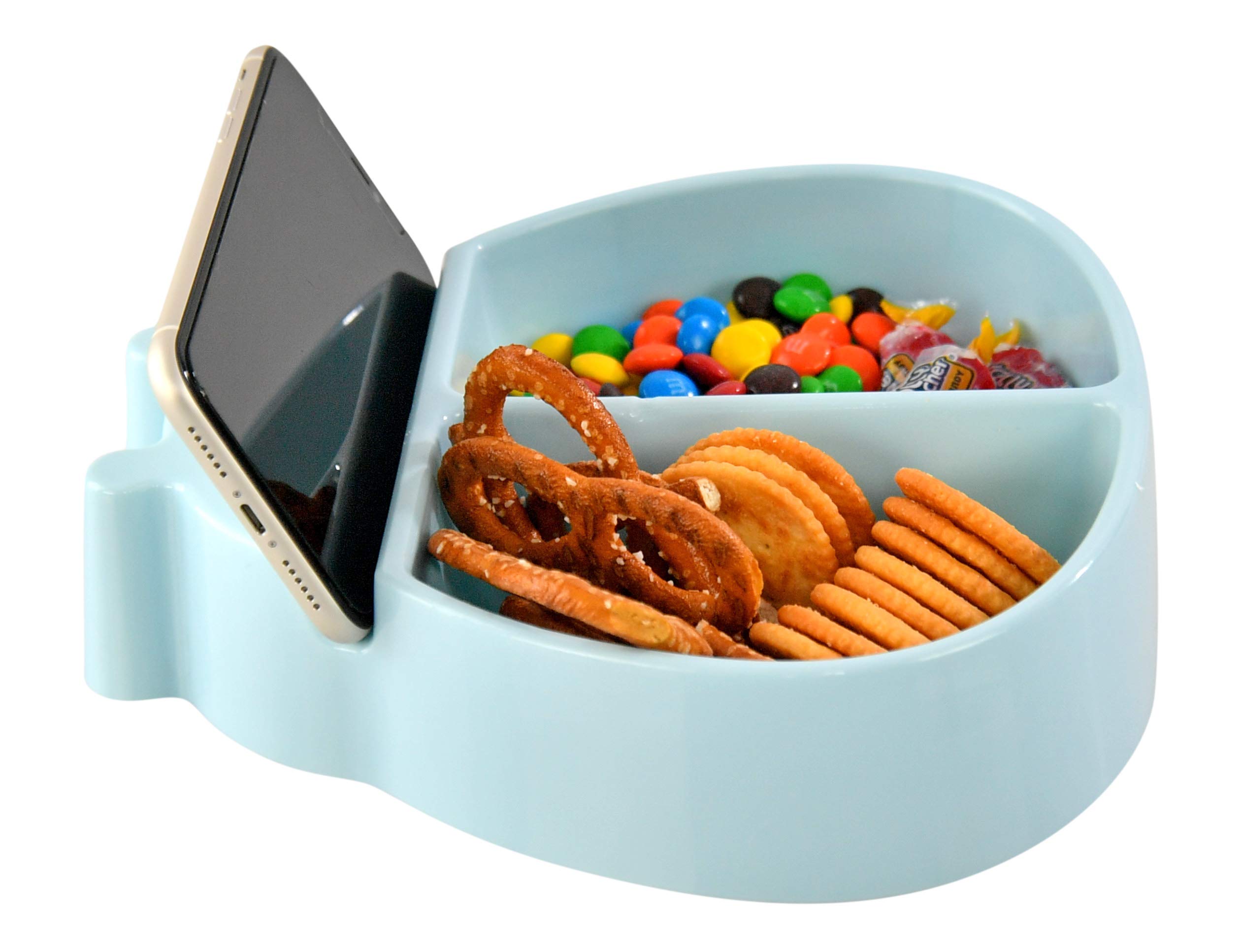 Home-X Ladybug Decorative Snack Dish and Phone Stand, Handy Candy Dish and Fruit Bowl, Perfect Snack Organizer Tray for Kids, Pistachio Sunflower Bowl with Shell Storage, Reusable Plastic Bowl, Blue