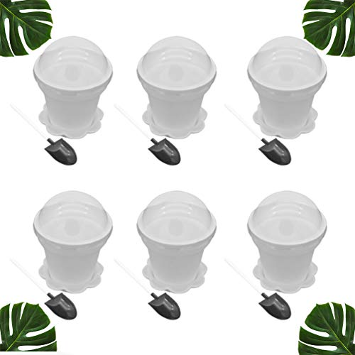 GANAZONO Mini Dessert Cups 20pcs Ice Cream Dessert Cup Flower Pot Cups Mousse Cake Cups Salad Cup Dessert Bowls Snack Bowls Container with Lids Spoons for Party Wedding White Mini Dessert Cup
