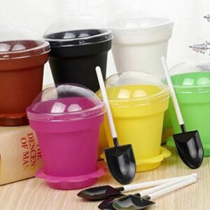 GANAZONO Mini Dessert Cups 20pcs Ice Cream Dessert Cup Flower Pot Cups Mousse Cake Cups Salad Cup Dessert Bowls Snack Bowls Container with Lids Spoons for Party Wedding White Mini Dessert Cup